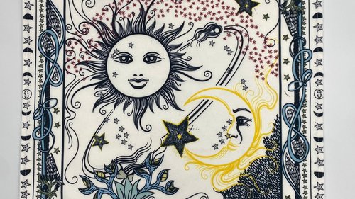 Sun Moon Altar Cloth, Tarot Cloth, Altar Decor, Double Sided Altar Cloth, Wall Hanging, Dice Mat, Centerpiece