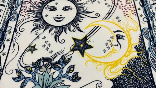Sun Moon Altar Cloth, Tarot Cloth, Altar Decor, Double Sided Altar Cloth, Wall Hanging, Dice Mat, Centerpiece