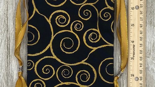 Gold Scrolls Tarot Bag/ Custom Tarot Pouch/ Keepsake Bag / Drawstring Bag / Oracle Bag / Crystal Bag / Tarot Pouch / Cosmetic Bag