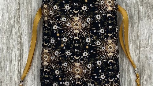 Bee Moon Phase Tarot Bag/ Custom Tarot Pouch/ Keepsake Bag / Drawstring Bag / Oracle Bag / Crystal Bag / Tarot Pouch / Cosmetic Bag