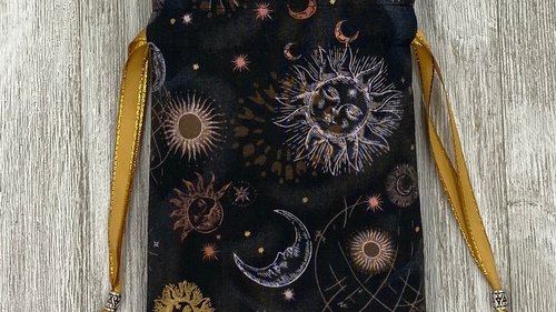 Sun Moon Tarot Bag/ Custom Tarot Pouch/ Keepsake Bag / Drawstring Bag / Oracle Bag / Crystal Bag / Tarot Pouch / Cosmetic Bag