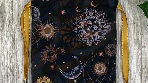 Sun Moon Tarot Bag/ Custom Tarot Pouch/ Keepsake Bag / Drawstring Bag / Oracle Bag / Crystal Bag / Tarot Pouch / Cosmetic Bag