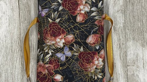 Floral Web Tarot Bag/ Custom Tarot Pouch/ Keepsake Bag / Drawstring Bag / Oracle Bag / Crystal Bag / Tarot Pouch / Cosmetic Bag