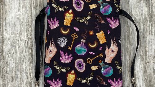 Witchy Crystal Tarot Bag/ Custom Tarot Pouch/ Keepsake Bag / Drawstring Bag / Oracle Bag / Crystal Bag / Tarot Pouch / Cosmetic Bag