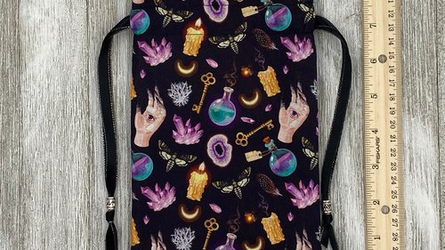 Witchy Crystal Tarot Bag/ Custom Tarot Pouch/ Keepsake Bag / Drawstring Bag / Oracle Bag / Crystal Bag / Tarot Pouch / Cosmetic Bag