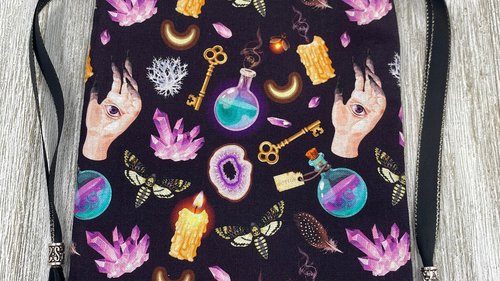 Witchy Crystal Tarot Bag/ Custom Tarot Pouch/ Keepsake Bag / Drawstring Bag / Oracle Bag / Crystal Bag / Tarot Pouch / Cosmetic Bag