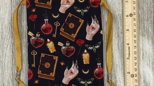 Witchy Rose Tarot Bag/ Custom Tarot Pouch/ Keepsake Bag / Drawstring Bag / Oracle Bag / Crystal Bag / Tarot Pouch / Cosmetic Bag