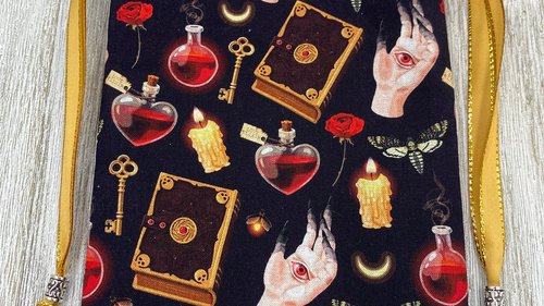 Witchy Rose Tarot Bag/ Custom Tarot Pouch/ Keepsake Bag / Drawstring Bag / Oracle Bag / Crystal Bag / Tarot Pouch / Cosmetic Bag