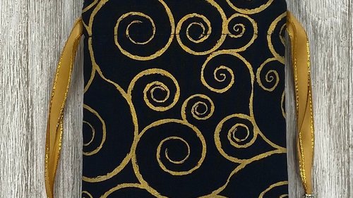 Gold Scrolls Tarot Bag/ Custom Tarot Pouch/ Keepsake Bag / Drawstring Bag / Oracle Bag / Crystal Bag / Tarot Pouch / Cosmetic Bag