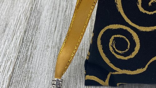 Gold Scrolls Tarot Bag/ Custom Tarot Pouch/ Keepsake Bag / Drawstring Bag / Oracle Bag / Crystal Bag / Tarot Pouch / Cosmetic Bag