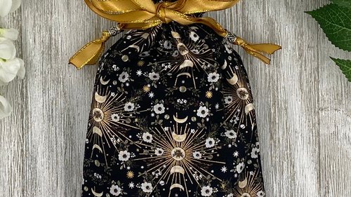 Bee Moon Phase Tarot Bag/ Custom Tarot Pouch/ Keepsake Bag / Drawstring Bag / Oracle Bag / Crystal Bag / Tarot Pouch / Cosmetic Bag