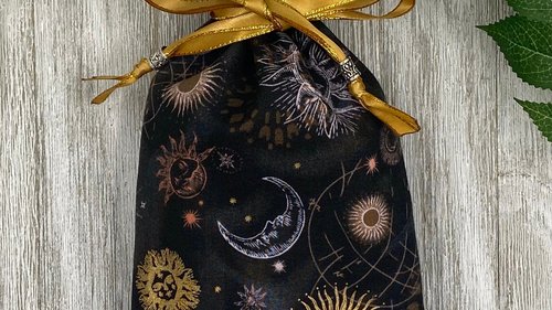 Sun Moon Tarot Bag/ Custom Tarot Pouch/ Keepsake Bag / Drawstring Bag / Oracle Bag / Crystal Bag / Tarot Pouch / Cosmetic Bag