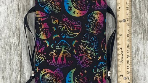 Mushroom Moon Tarot Bag/ Custom Tarot Pouch/ Keepsake Bag / Drawstring Bag / Oracle Bag / Crystal Bag / Tarot Pouch / Cosmetic Bag