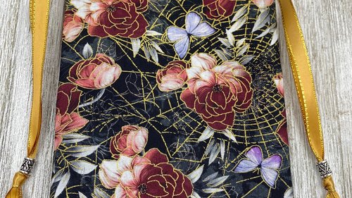 Floral Web Tarot Bag/ Custom Tarot Pouch/ Keepsake Bag / Drawstring Bag / Oracle Bag / Crystal Bag / Tarot Pouch / Cosmetic Bag