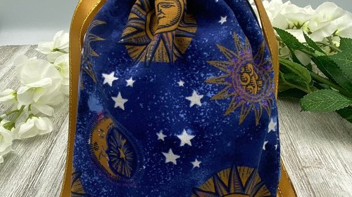 Sun Tarot Bag/ Custom Tarot Pouch/ Keepsake Bag / Drawstring Bag / Oracle Bag / Crystal Bag / Tarot Pouch / Cosmetic Bag