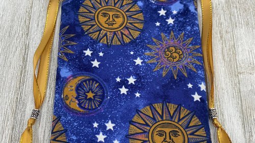Sun Tarot Bag/ Custom Tarot Pouch/ Keepsake Bag / Drawstring Bag / Oracle Bag / Crystal Bag / Tarot Pouch / Cosmetic Bag