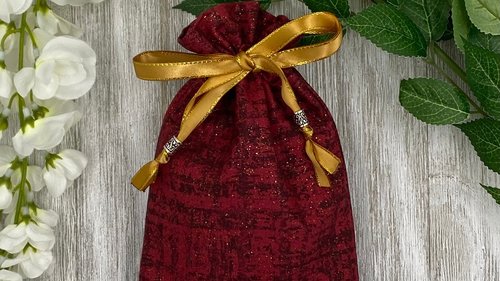 Red and Black Glitter Tarot Bag/ Custom Tarot Pouch/ Keepsake Bag / Drawstring Bag / Oracle Bag / Crystal Bag / Tarot Pouch / Cosmetic Bag