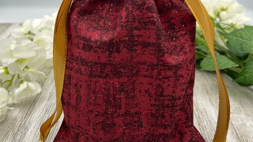 Red and Black Glitter Tarot Bag/ Custom Tarot Pouch/ Keepsake Bag / Drawstring Bag / Oracle Bag / Crystal Bag / Tarot Pouch / Cosmetic Bag