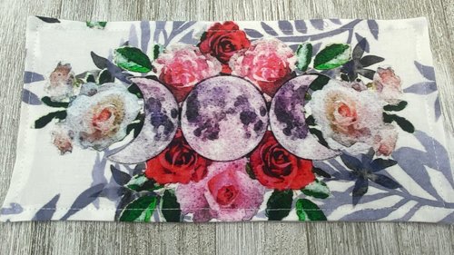 MINI Altar Cloth - Rose Triple Moon, Traveling Altar Cloth, Portable Altar Cloth, Small Spaces Altar, Home Office Altar
