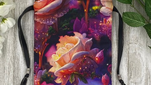 Rose Tarot Bag/ Custom Tarot Bag/ Keepsake Bag / Drawstring Bag / Oracle Bag / Jewelry Bag / Crystal Bag / Gift Bag / Tarot Pouch