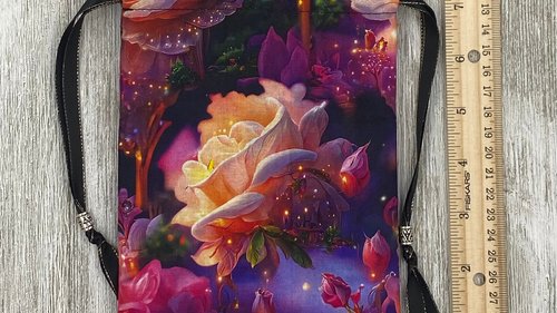 Rose Tarot Bag/ Custom Tarot Bag/ Keepsake Bag / Drawstring Bag / Oracle Bag / Jewelry Bag / Crystal Bag / Gift Bag / Tarot Pouch