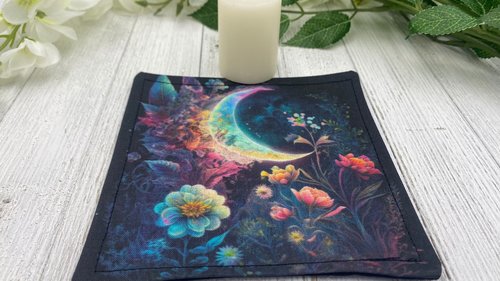 MINI Altar Cloth - Moon Garden, Traveling Altar Cloth, Portable Altar Cloth, Small Spaces Altar, Home Office Altar