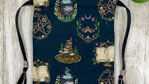 Witchy Tarot Bag/ Custom Tarot Pouch/ Keepsake Bag / Drawstring Bag / Oracle Bag / Crystal Bag / Tarot Pouch / Cosmetic Bag