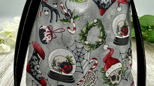Creepy Christmas Tarot Bag/ Custom Tarot Pouch/ Keepsake Bag / Drawstring Bag / Oracle Bag / Crystal Bag / Tarot Pouch / Cosmetic Bag