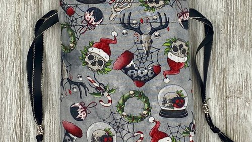 Creepy Christmas Tarot Bag/ Custom Tarot Pouch/ Keepsake Bag / Drawstring Bag / Oracle Bag / Crystal Bag / Tarot Pouch / Cosmetic Bag