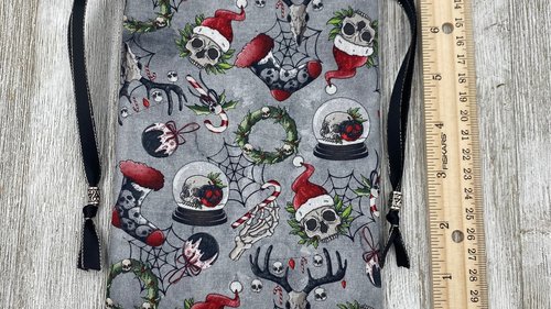 Creepy Christmas Tarot Bag/ Custom Tarot Pouch/ Keepsake Bag / Drawstring Bag / Oracle Bag / Crystal Bag / Tarot Pouch / Cosmetic Bag