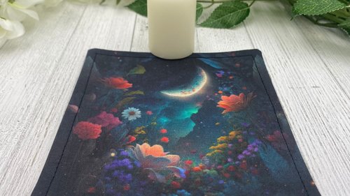 MINI Altar Cloth - Moon Garden, Traveling Altar Cloth, Portable Altar Cloth, Small Spaces Altar, Home Office Altar