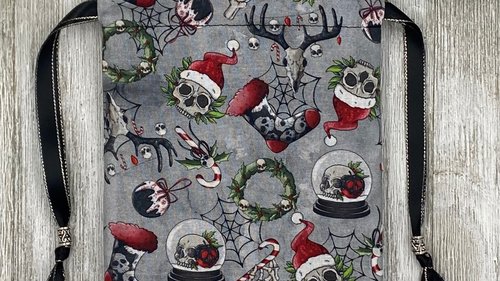 Creepy Christmas Tarot Bag/ Custom Tarot Pouch/ Keepsake Bag / Drawstring Bag / Oracle Bag / Crystal Bag / Tarot Pouch / Cosmetic Bag