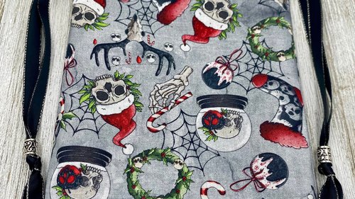 Creepy Christmas Tarot Bag/ Custom Tarot Pouch/ Keepsake Bag / Drawstring Bag / Oracle Bag / Crystal Bag / Tarot Pouch / Cosmetic Bag