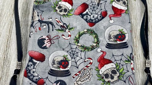 Creepy Christmas Tarot Bag/ Custom Tarot Pouch/ Keepsake Bag / Drawstring Bag / Oracle Bag / Crystal Bag / Tarot Pouch / Cosmetic Bag