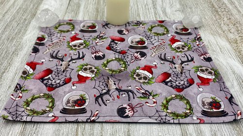 MINI Altar Cloth - Creepy Christmas, Traveling Altar Cloth, Portable Altar Cloth, Small Spaces Altar, Home Office Altar