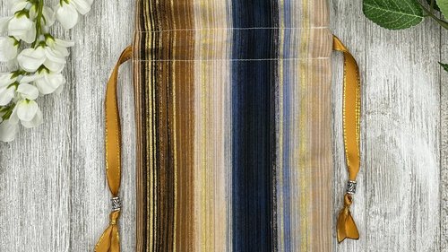 Beachy Stripes Tarot Bag/ Custom Tarot Bag/ Keepsake Bag / Drawstring Bag / Oracle Bag / Jewelry Bag / Crystal Bag / Gift Bag / Tarot Pouch