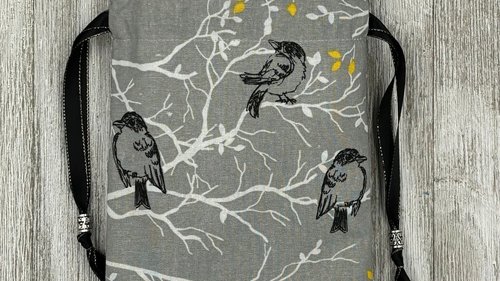 Birds Tarot Bag/ Custom Tarot Bag/ Keepsake Bag / Drawstring Bag / Oracle Bag / Jewelry Bag / Crystal Bag / Gift Bag / Tarot Pouch