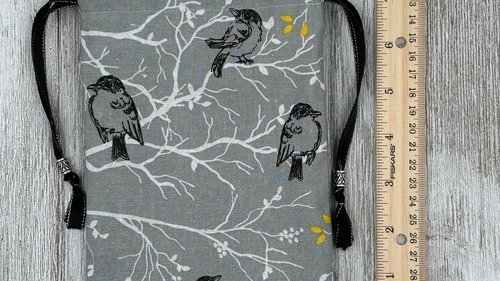 Birds Tarot Bag/ Custom Tarot Bag/ Keepsake Bag / Drawstring Bag / Oracle Bag / Jewelry Bag / Crystal Bag / Gift Bag / Tarot Pouch