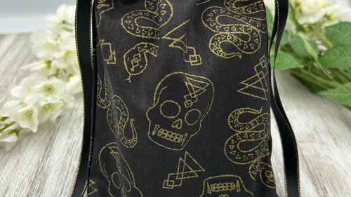 Skull Snake Tarot Bag/ Custom Tarot Pouch/ Keepsake Bag / Drawstring Bag / Oracle Bag / Crystal Bag / Tarot Pouch / Cosmetic Bag