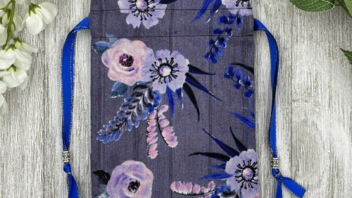 Floral Tarot Bag/ Custom Tarot Bag/ Keepsake Bag / Drawstring Bag / Oracle Bag / Jewelry Bag / Crystal Bag / Gift Bag / Tarot Pouch