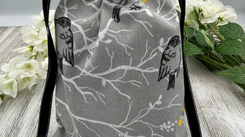Birds Tarot Bag/ Custom Tarot Bag/ Keepsake Bag / Drawstring Bag / Oracle Bag / Jewelry Bag / Crystal Bag / Gift Bag / Tarot Pouch