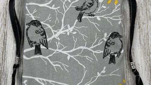 Birds Tarot Bag/ Custom Tarot Bag/ Keepsake Bag / Drawstring Bag / Oracle Bag / Jewelry Bag / Crystal Bag / Gift Bag / Tarot Pouch