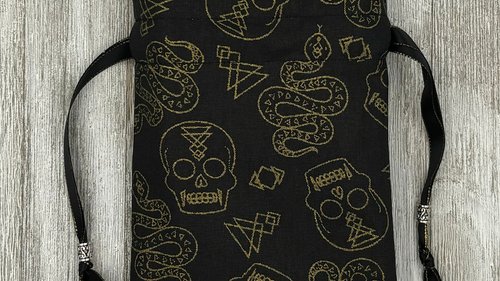 Skull Snake Tarot Bag/ Custom Tarot Pouch/ Keepsake Bag / Drawstring Bag / Oracle Bag / Crystal Bag / Tarot Pouch / Cosmetic Bag
