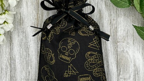 Skull Snake Tarot Bag/ Custom Tarot Pouch/ Keepsake Bag / Drawstring Bag / Oracle Bag / Crystal Bag / Tarot Pouch / Cosmetic Bag