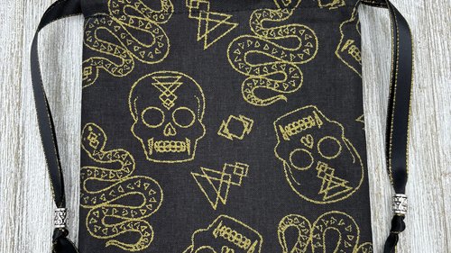 Skull Snake Tarot Bag/ Custom Tarot Pouch/ Keepsake Bag / Drawstring Bag / Oracle Bag / Crystal Bag / Tarot Pouch / Cosmetic Bag