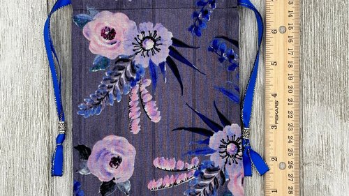Floral Tarot Bag/ Custom Tarot Bag/ Keepsake Bag / Drawstring Bag / Oracle Bag / Jewelry Bag / Crystal Bag / Gift Bag / Tarot Pouch