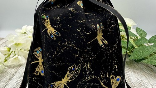 Dragonfly Tarot Bag/ Custom Tarot Pouch/ Keepsake Bag / Drawstring Bag / Oracle Bag / Crystal Bag / Tarot Pouch / Cosmetic Bag