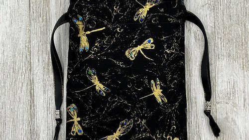 Dragonfly Tarot Bag/ Custom Tarot Pouch/ Keepsake Bag / Drawstring Bag / Oracle Bag / Crystal Bag / Tarot Pouch / Cosmetic Bag