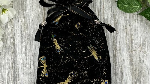 Dragonfly Tarot Bag/ Custom Tarot Pouch/ Keepsake Bag / Drawstring Bag / Oracle Bag / Crystal Bag / Tarot Pouch / Cosmetic Bag