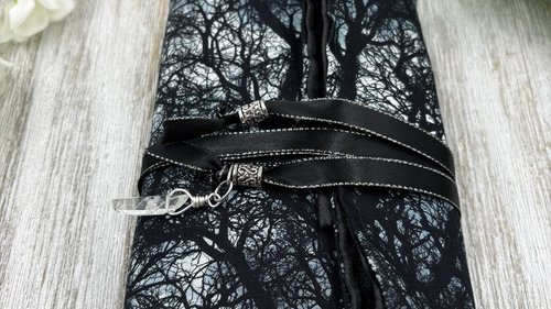 Reversible Satin Lined Tarot Wrap/ Moonlight Forest Tarot Wrap / Tarot Supplies / Tarot Deck Storage / Tarot Cloth / Tarot Supplies / Altar
